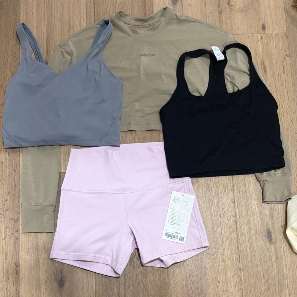 lululemon athletica size 6 BNWT Shorts, lulu Ls cropped long sleeve,IB tanks